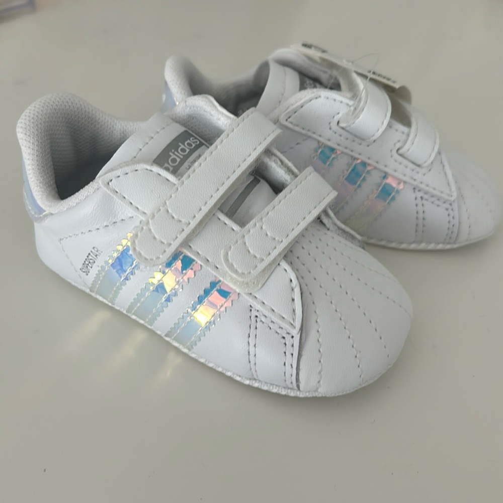 NWT Adidas Superstar Iridescent Crib Shoes Baby Booties